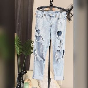 H&M Ultra Distressed low Rise Boyfriend Jeans